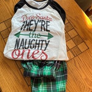 Woman’s medium m  pajama set Christmas’s like new they are the naughty ones